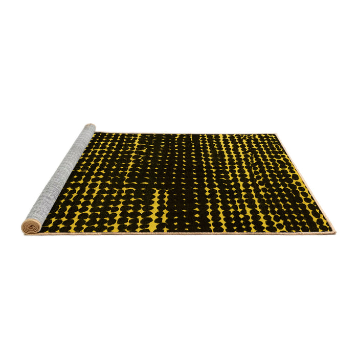 Sideview of Machine Washable Abstract Yellow Modern Rug, wshabs4899yw