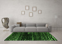 Machine Washable Abstract Green Modern Rug, wshabs4899grn