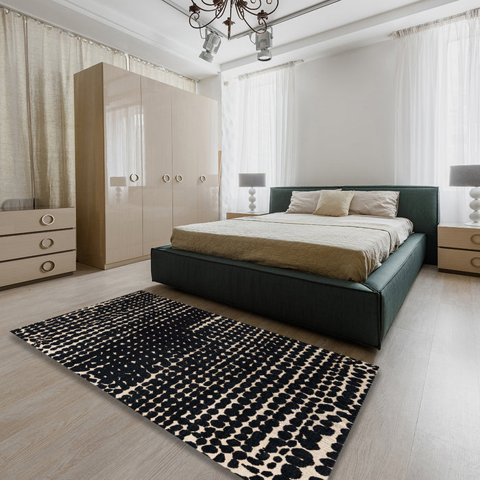 Machine Washable Abstract Puce Purple Rug in a Bedroom, wshabs4899