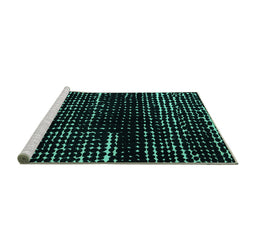 Sideview of Machine Washable Abstract Turquoise Modern Area Rugs, wshabs4899turq