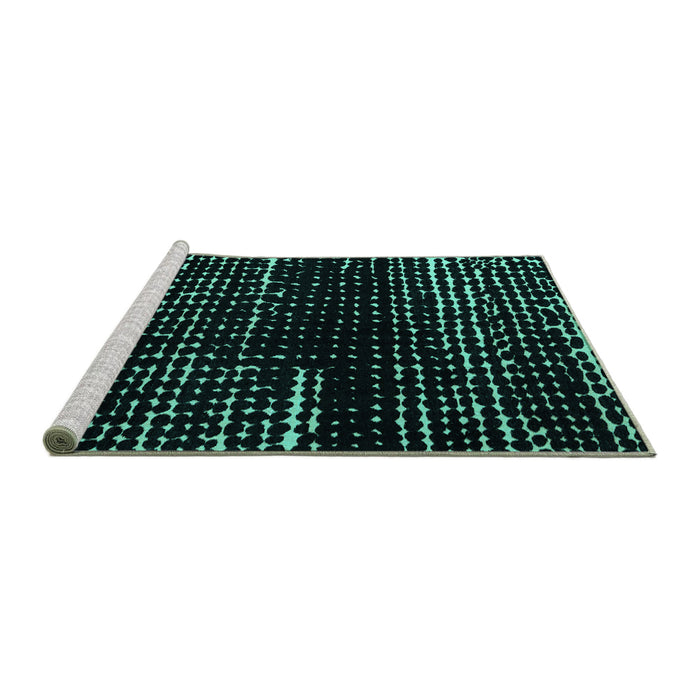 Sideview of Machine Washable Abstract Turquoise Modern Area Rugs, wshabs4899turq