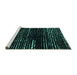 Sideview of Machine Washable Abstract Turquoise Modern Area Rugs, wshabs4899turq