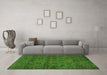 Machine Washable Abstract Green Modern Area Rugs in a Living Room,, wshabs489grn