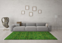 Machine Washable Abstract Green Modern Rug, wshabs489grn