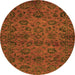 Round Machine Washable Abstract Orange Modern Area Rugs, wshabs489org