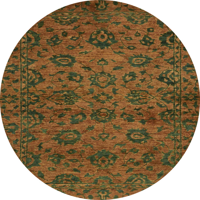 Round Machine Washable Abstract Dark Bisque Brown Rug, wshabs489