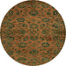 Round Machine Washable Abstract Dark Bisque Brown Rug, wshabs489