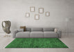 Machine Washable Abstract Emerald Green Modern Area Rugs in a Living Room,, wshabs489emgrn