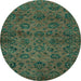 Round Abstract Light Blue Modern Rug, abs489lblu