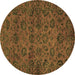 Round Machine Washable Abstract Brown Modern Rug, wshabs489brn