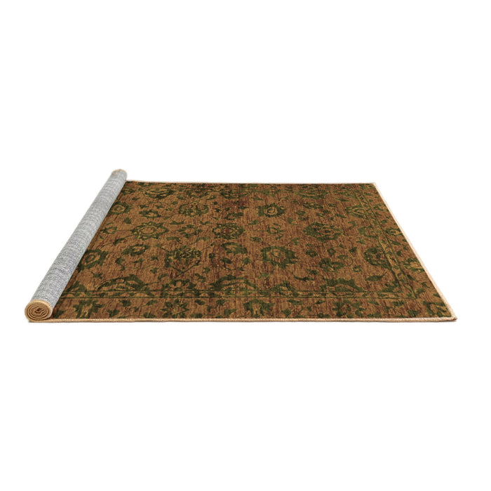 Sideview of Machine Washable Abstract Brown Modern Rug, wshabs489brn