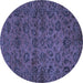 Round Machine Washable Abstract Blue Modern Rug, wshabs489blu