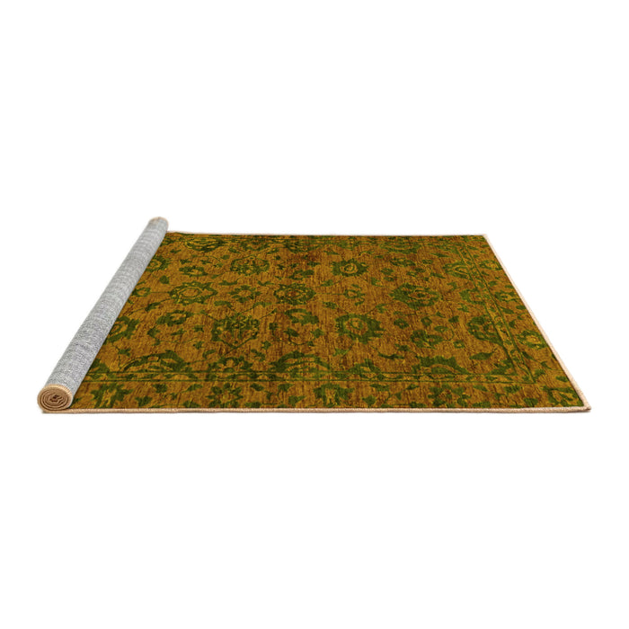 Sideview of Machine Washable Abstract Yellow Modern Rug, wshabs489yw