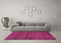 Machine Washable Abstract Pink Modern Rug, wshabs489pnk