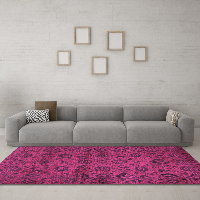 Machine Washable Abstract Pink Modern Rug in a Living Room, wshabs489pnk