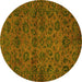 Round Machine Washable Abstract Yellow Modern Rug, wshabs489yw