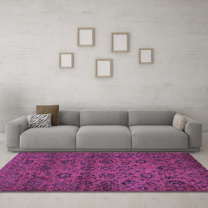 Machine Washable Abstract Purple Modern Area Rugs in a Living Room, wshabs489pur
