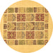 Round Abstract Brown Modern Rug, abs48brn