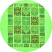 Round Machine Washable Abstract Green Modern Area Rugs, wshabs48grn