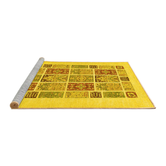 Sideview of Machine Washable Abstract Yellow Modern Rug, wshabs48yw