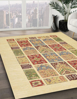 Abstract Mustard Yellow Modern Rug in Family Room, abs48