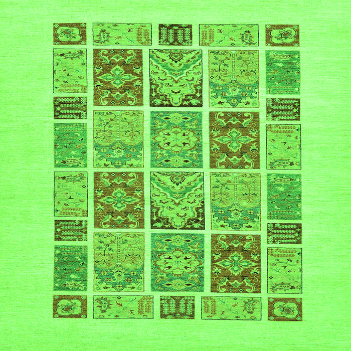 Square Machine Washable Abstract Green Modern Area Rugs, wshabs48grn