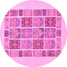 Round Machine Washable Abstract Pink Modern Rug, wshabs48pnk