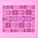 Square Machine Washable Abstract Pink Modern Rug, wshabs48pnk