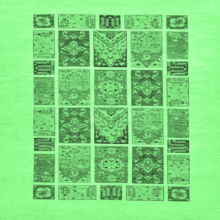 Square Machine Washable Abstract Emerald Green Modern Area Rugs, wshabs48emgrn