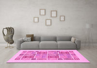 Machine Washable Abstract Pink Modern Rug, wshabs48pnk