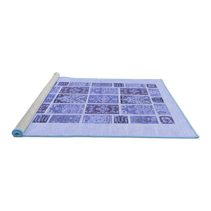 Sideview of Machine Washable Abstract Blue Modern Rug, wshabs48blu