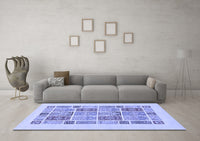 Machine Washable Abstract Blue Modern Rug, wshabs48blu