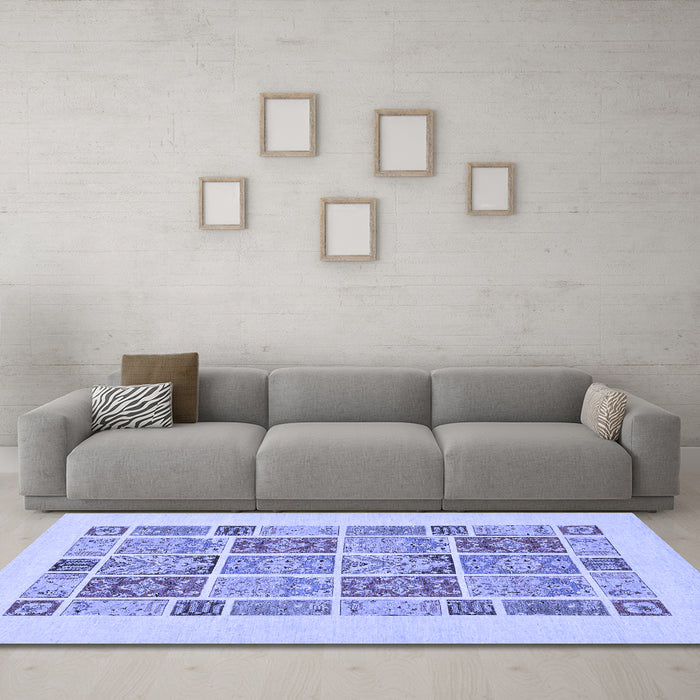 Machine Washable Abstract Blue Modern Rug in a Living Room, wshabs48blu