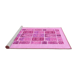 Sideview of Machine Washable Abstract Pink Modern Rug, wshabs48pnk