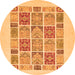 Round Machine Washable Abstract Orange Modern Area Rugs, wshabs48org