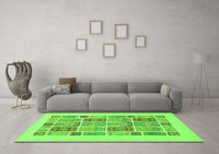 Machine Washable Abstract Green Modern Rug, wshabs48grn