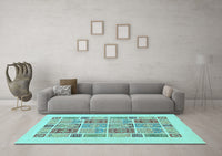 Machine Washable Abstract Light Blue Modern Rug, wshabs48lblu