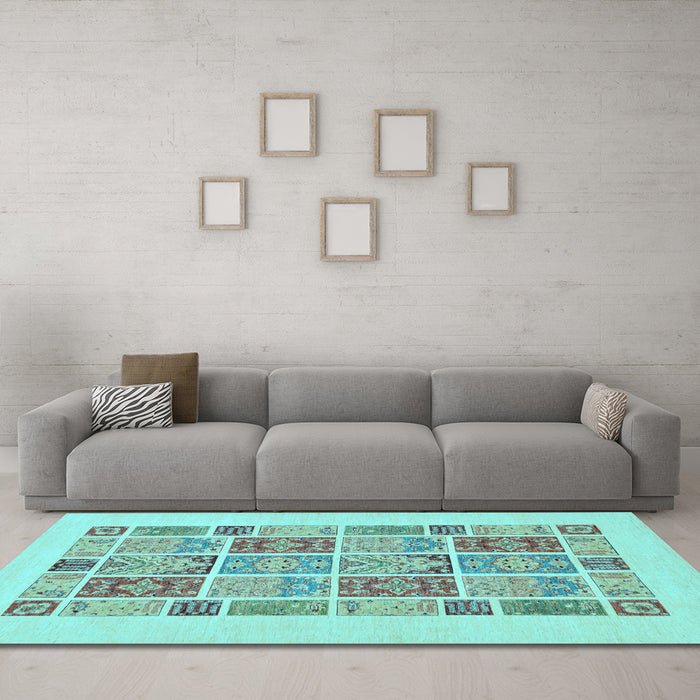 Machine Washable Abstract Light Blue Modern Rug in a Living Room, wshabs48lblu