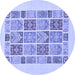 Round Machine Washable Abstract Blue Modern Rug, wshabs48blu