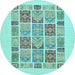 Round Machine Washable Abstract Light Blue Modern Rug, wshabs48lblu