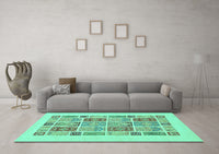 Machine Washable Abstract Turquoise Modern Rug, wshabs48turq