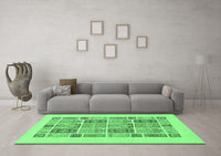 Machine Washable Abstract Emerald Green Modern Rug, wshabs48emgrn