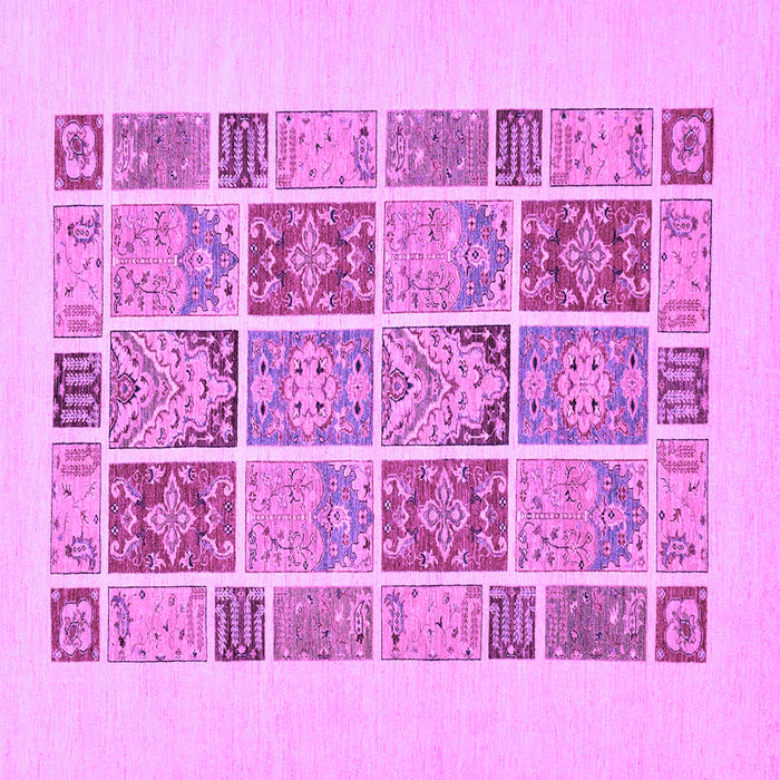 Square Machine Washable Abstract Purple Modern Area Rugs, wshabs48pur