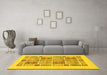 Machine Washable Abstract Yellow Modern Rug in a Living Room, wshabs48yw