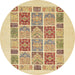 Round Machine Washable Abstract Mustard Yellow Rug, wshabs48