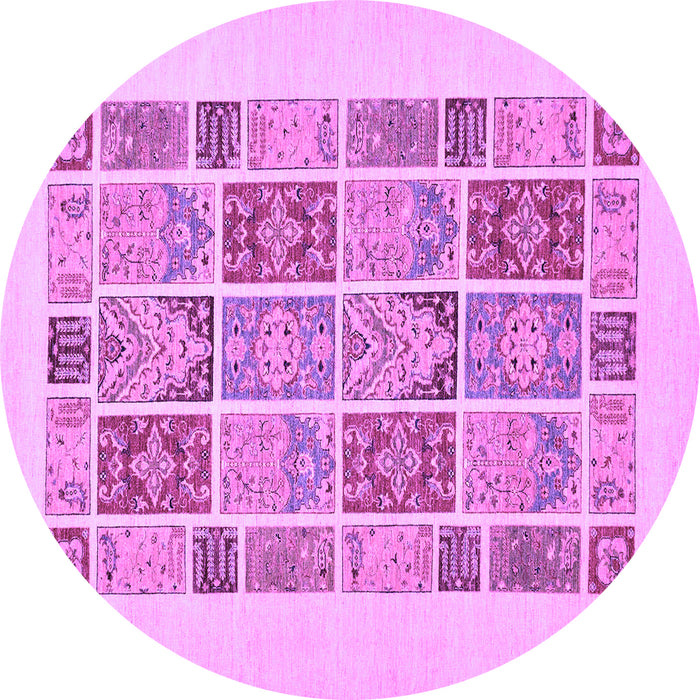 Round Machine Washable Abstract Purple Modern Area Rugs, wshabs48pur