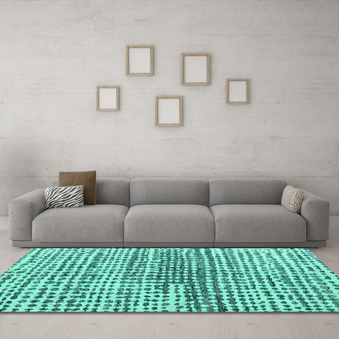 Machine Washable Solid Turquoise Modern Area Rugs in a Living Room,, wshabs4900turq