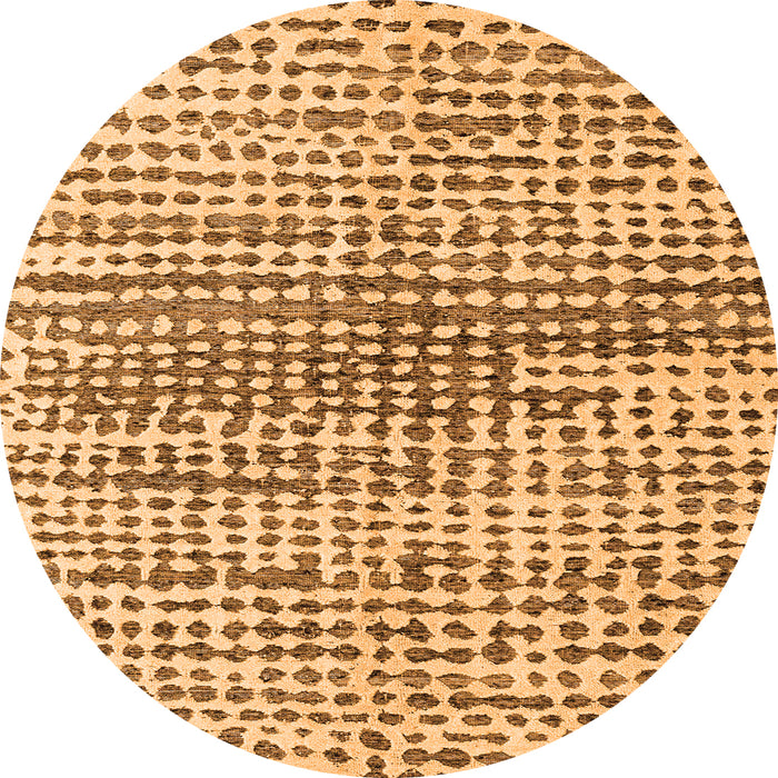 Round Machine Washable Solid Orange Modern Area Rugs, wshabs4900org
