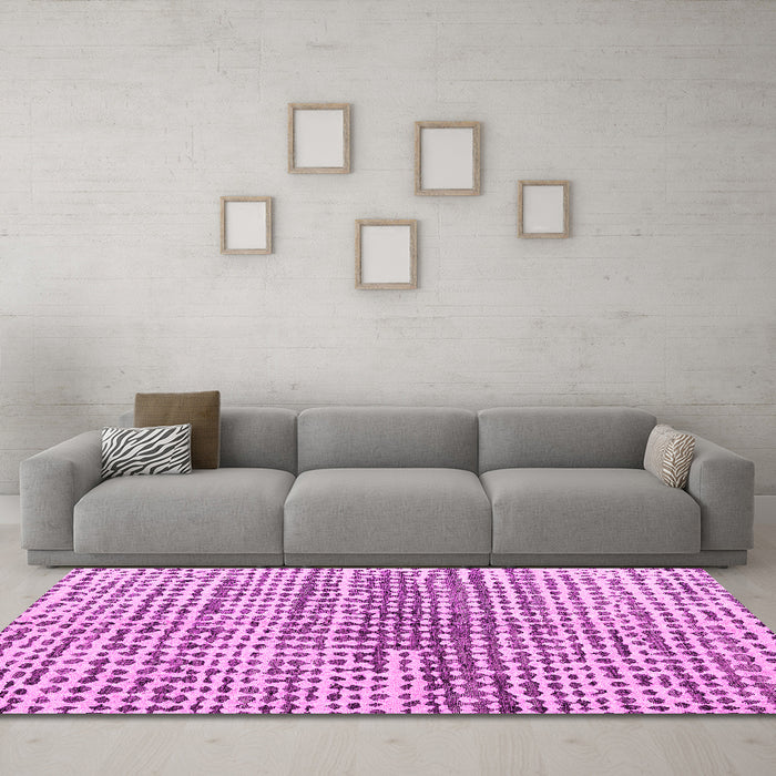 Machine Washable Solid Pink Modern Rug in a Living Room, wshabs4900pnk