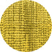 Round Machine Washable Solid Yellow Modern Rug, wshabs4900yw